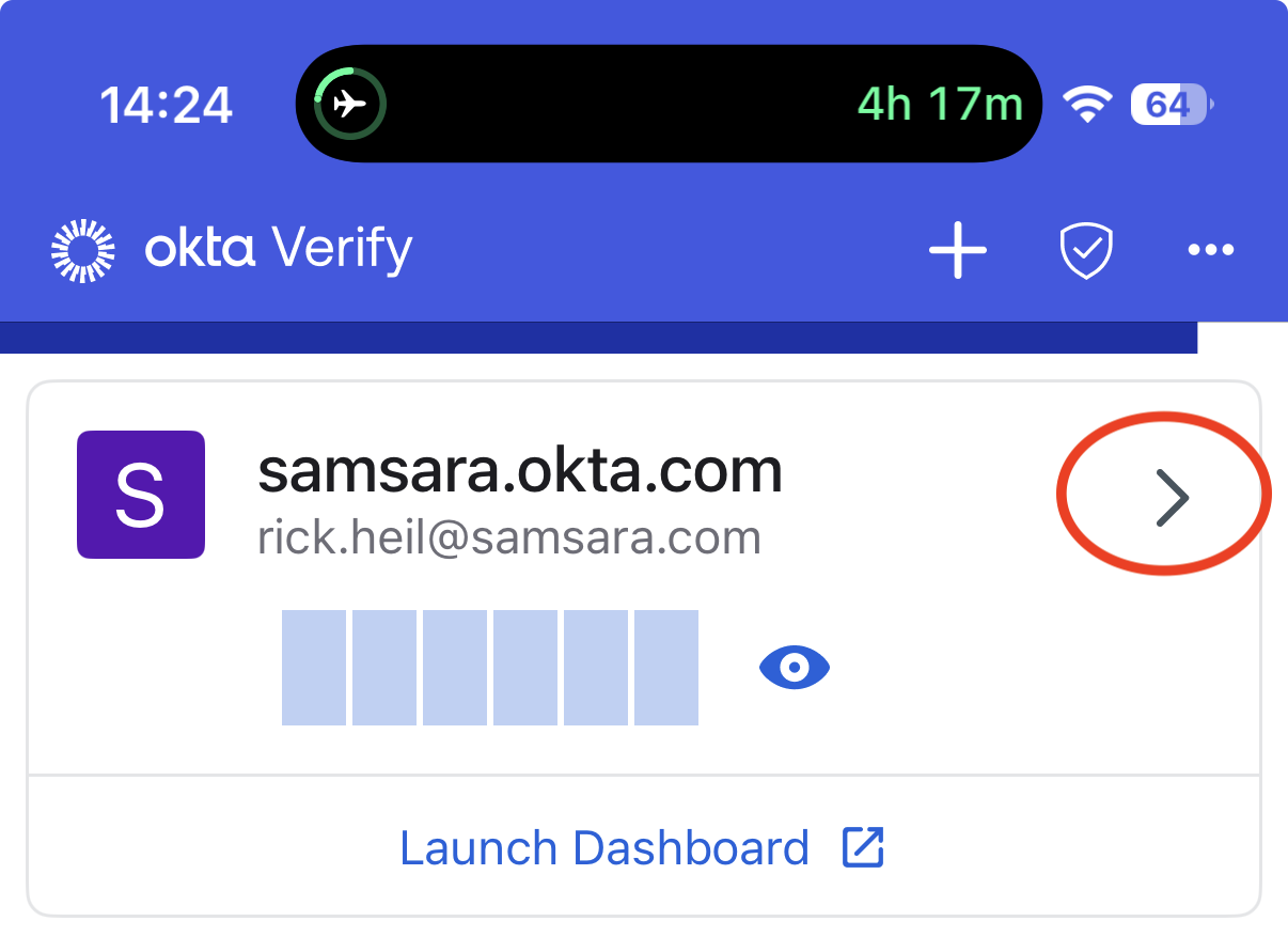 Okta Verify mobile account list