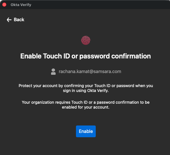 Touch ID confirmation prompt