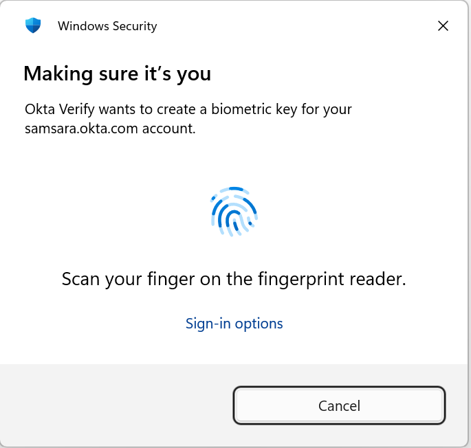 Windows Hello biometric setup