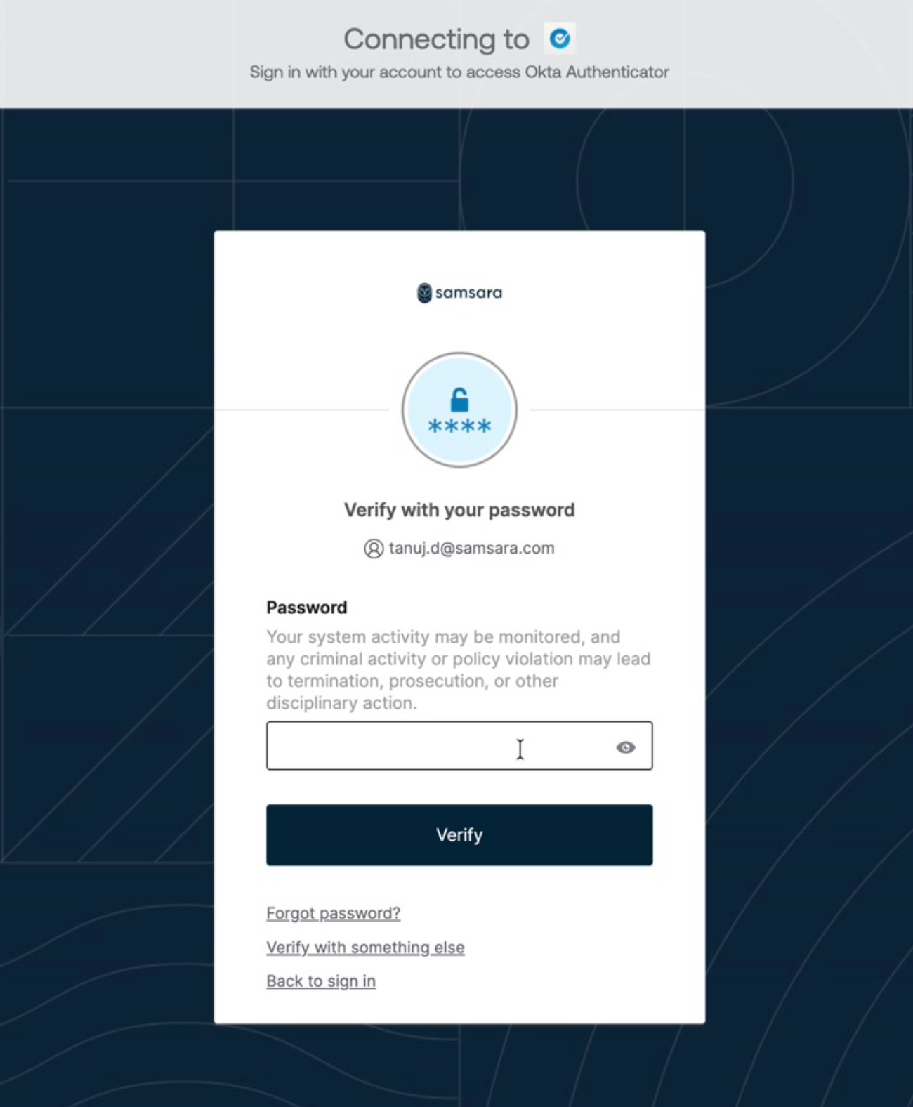 Okta verification prompt